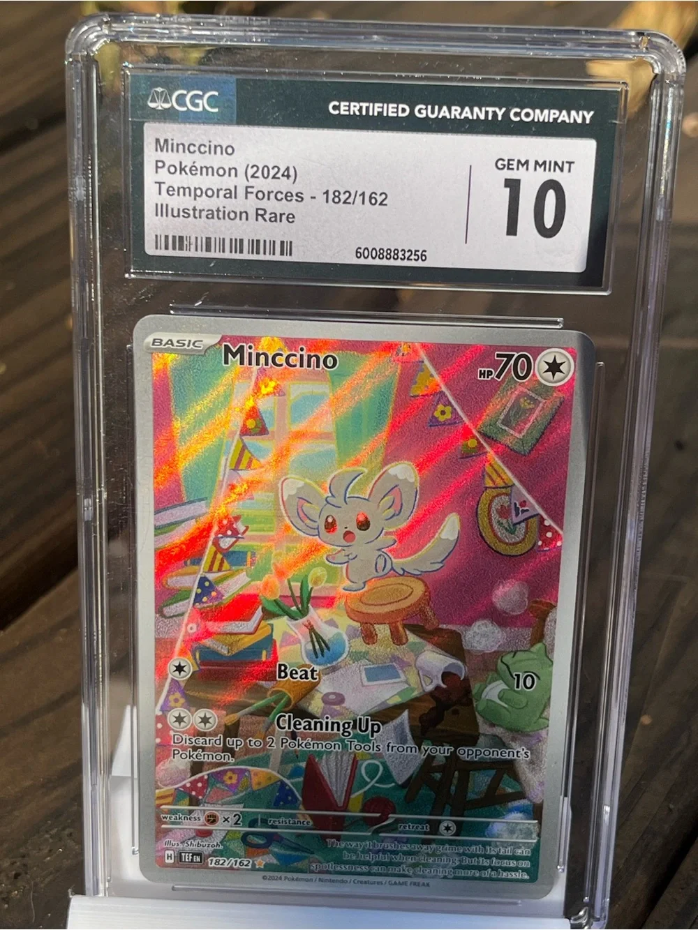 Pokemon Minccino Illustration Rare Holo Card - Pink, Rainbow, Gold